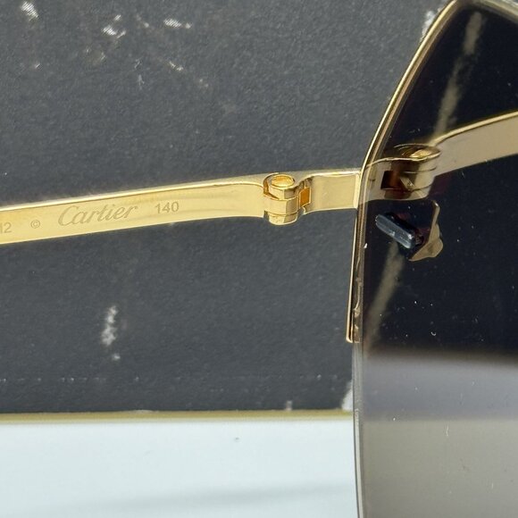 NEW CARTIER CT0332S 005 GOLD BROWN WOMEN SUNGLASSES CARTIER - Picture 12 of 15